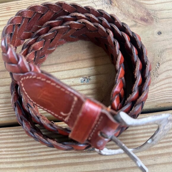 Italian Leather Braided Belt Brown (L) Unisex - Picture 2 of 5